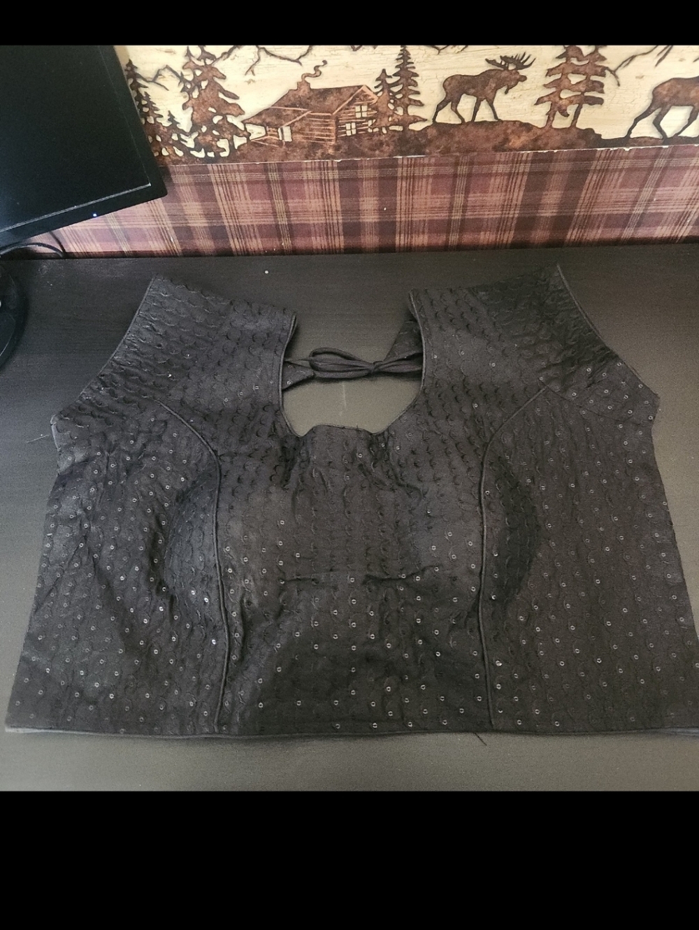Black Sequins Padded Blouse (Indian & Pakistani) Size 44.